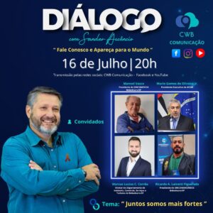 Na quinta-feira 16 de Julho de 2026, a partir das 20h o programa Diálogo, com Sander Ascêncio receberá os Líderes Manoel Vasco, Presidente do Sincomercio Bebedouro, Mario Gomes De Oliveira Junior, Presidente executivo da Aciab Bebedouro, Ricardo Augusto Lainetti Figueredo, Presidente do SinComerciarios Bebedouro e Marcus Lúcius Carvalho Corrêa, Diretor do Departamento de Indústria, Comércio, Serviços e Turismo do município de Bebedouro-SP!👏👏